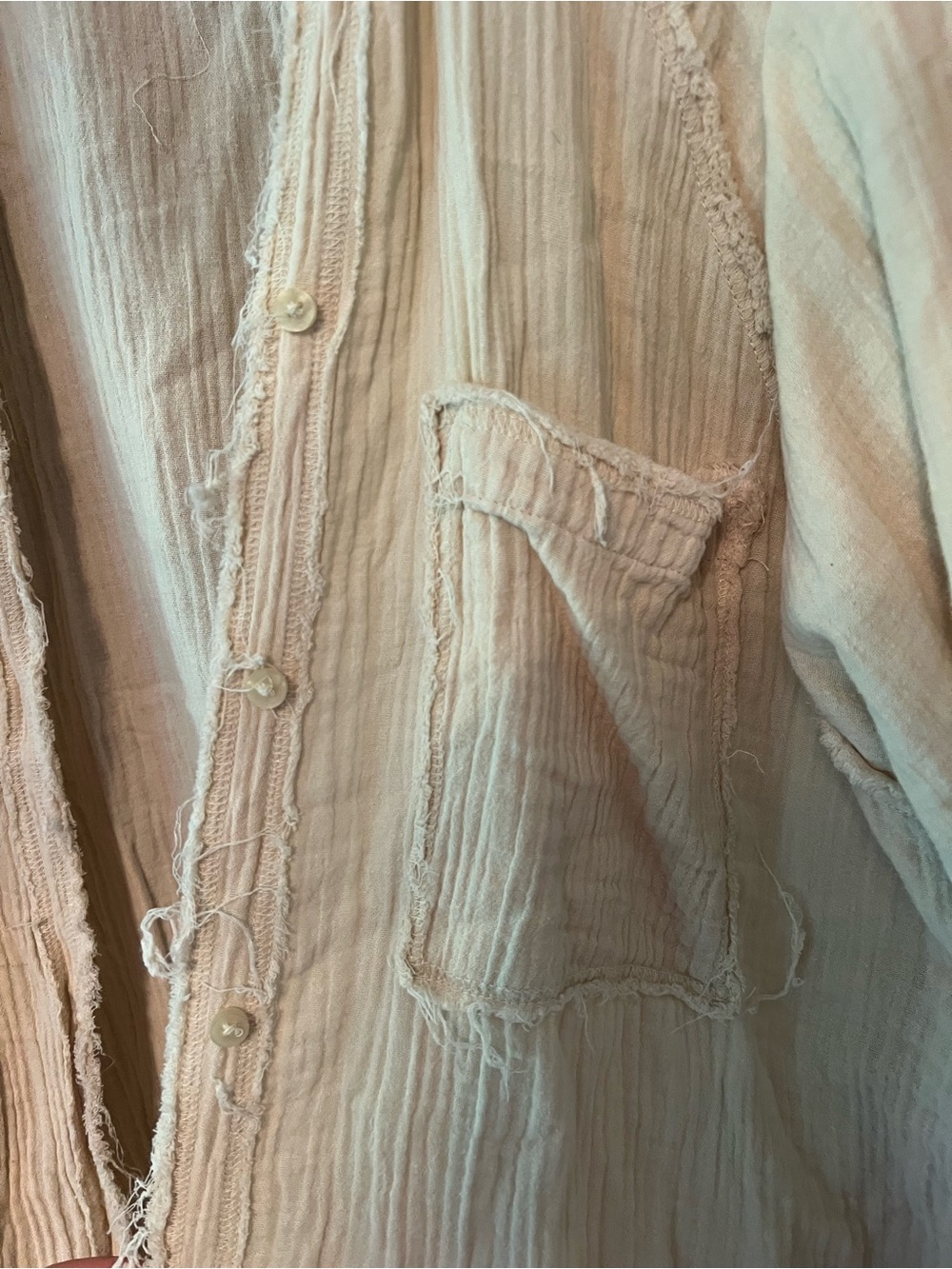 aerie Cream Gauze Button-Front Pocket Top